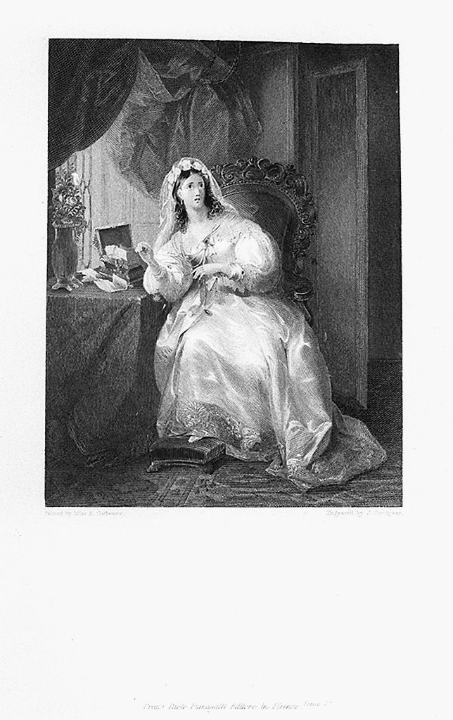 figura femminile in abito nuziale (stampa, elemento d'insieme) di Goodyear Joseph (sec. XIX)