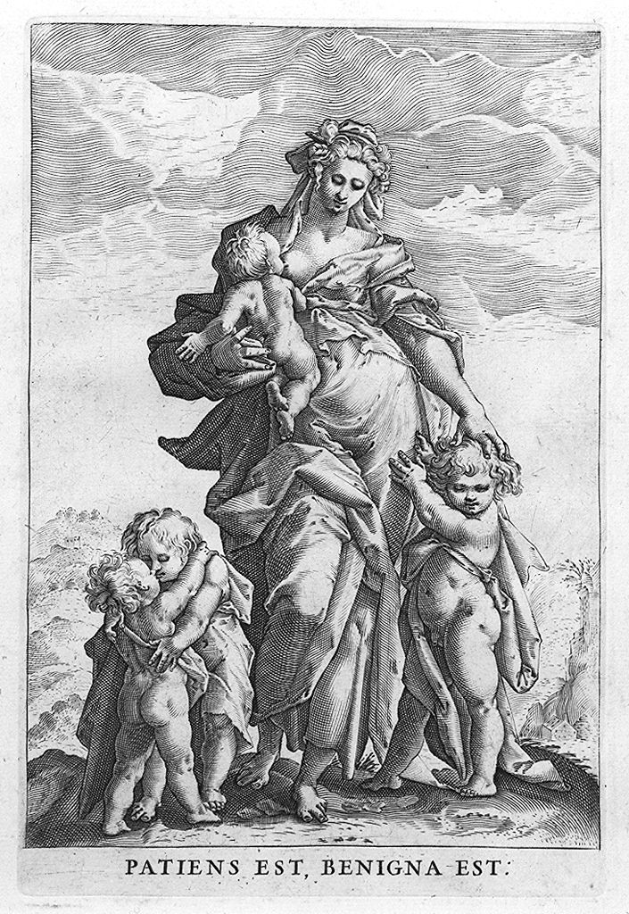 Carità (stampa, elemento d'insieme) di Thomassin Philippe, Goltzius Hendrick (secc. XVI/ XVII)