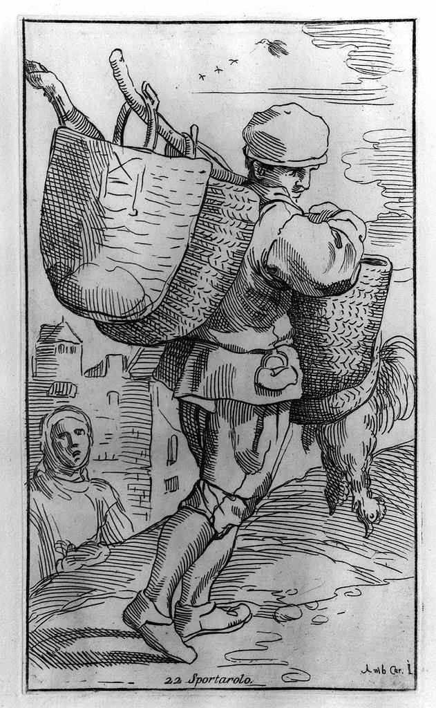 fabbricante e venditore di sporte (stampa, elemento d'insieme) di Guillain Simon il Vecchio, Carracci Annibale (sec. XVII, sec. XVIII)