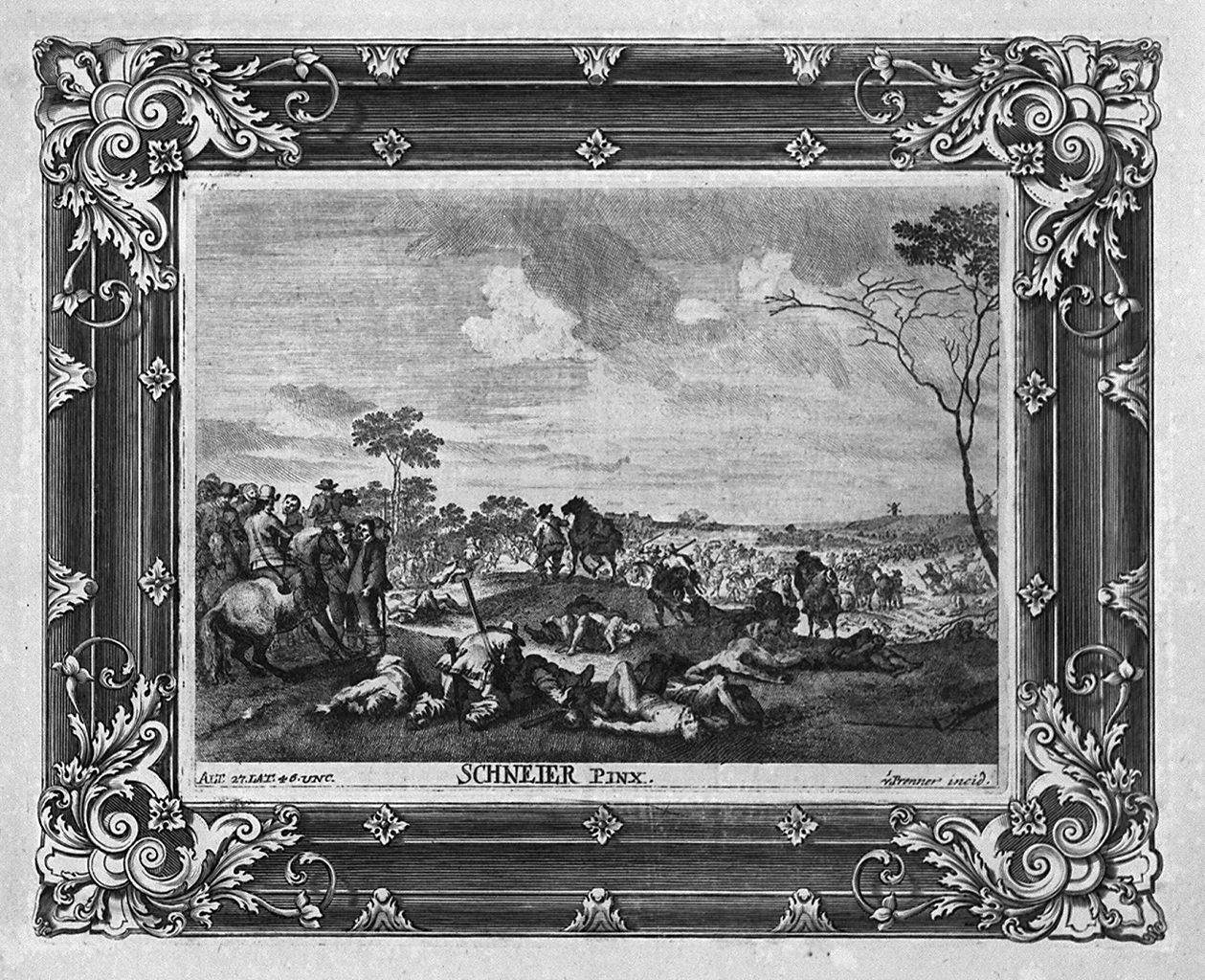 scena di battaglia (stampa, stampa composita) di Prenner Anton Joseph von (sec. XVIII)