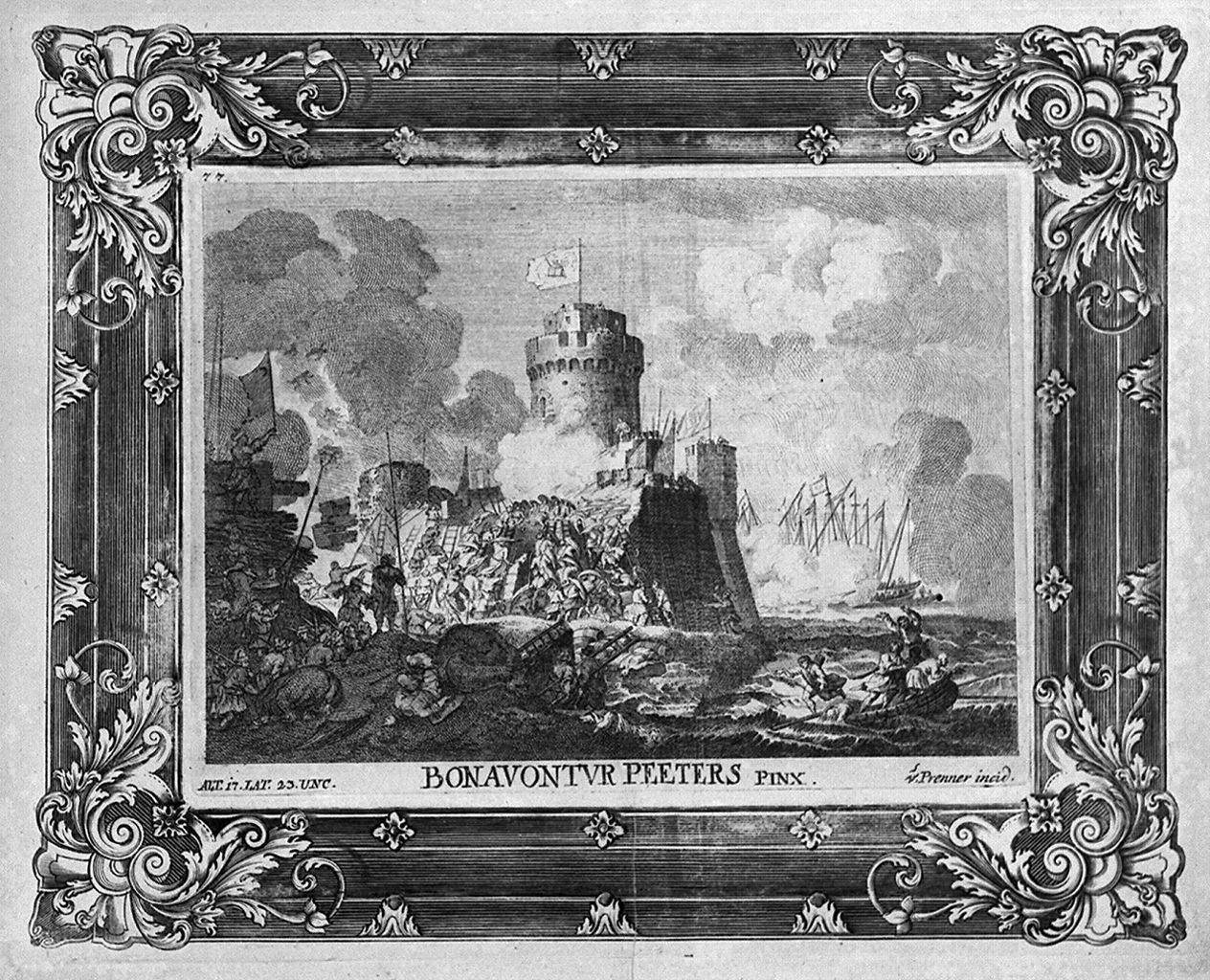 turchi assaltano un porto (stampa, stampa composita) di Prenner Anton Joseph von (sec. XVIII)