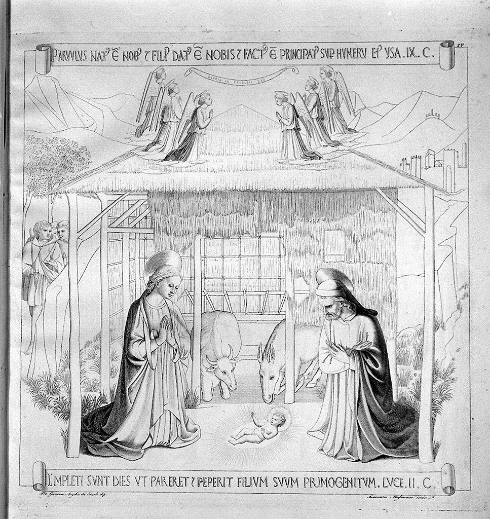 natività di Gesù (stampa, elemento d'insieme) di Migliavacca Giuseppe, Guido di Pietro detto Beato Angelico (sec. XIX)