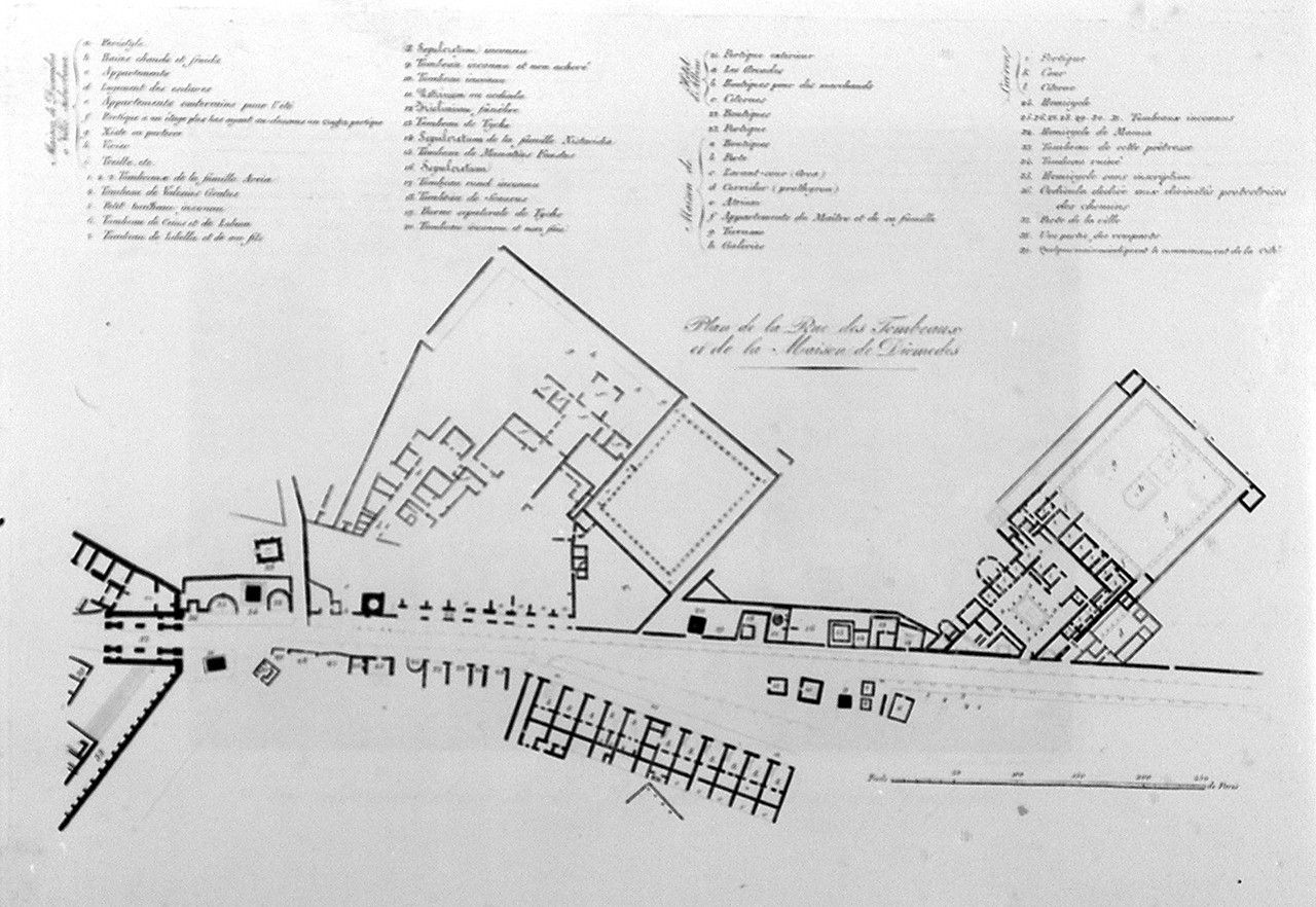 pianta della via dei Sepolcri e della casa di Diomede a Pompei (stampa, elemento d'insieme) di Fumagalli Paolo (sec. XIX)