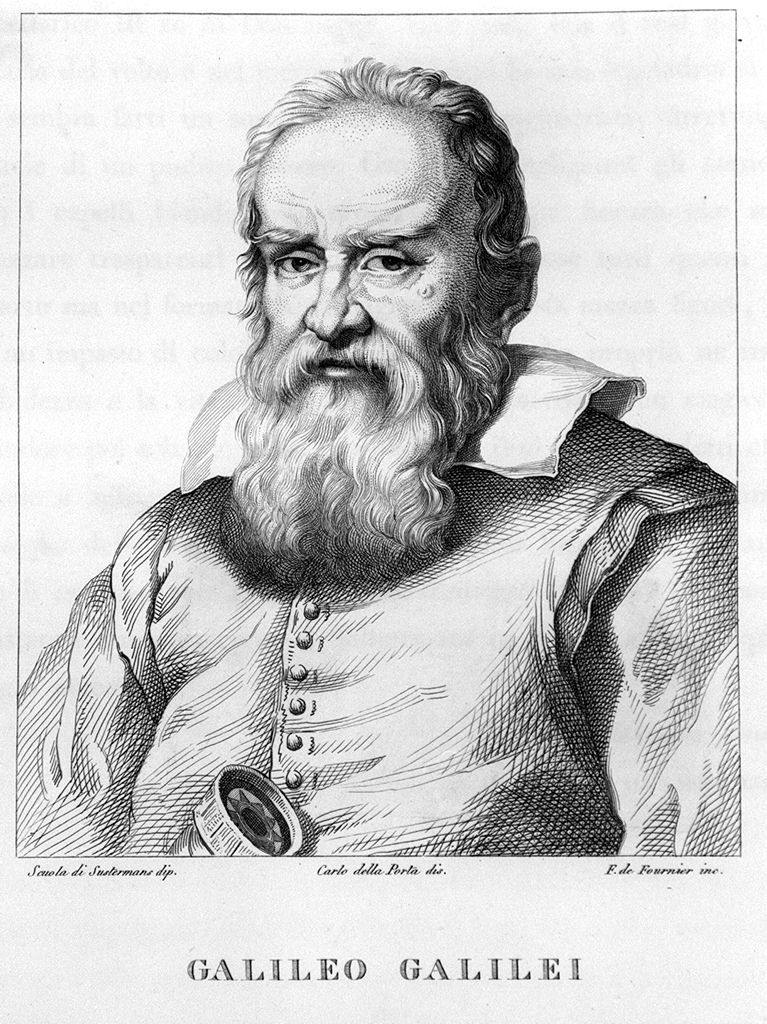 ritratto di Galileo Galilei (stampa, elemento d'insieme) di Suttermans Giusto (sec. XIX)
