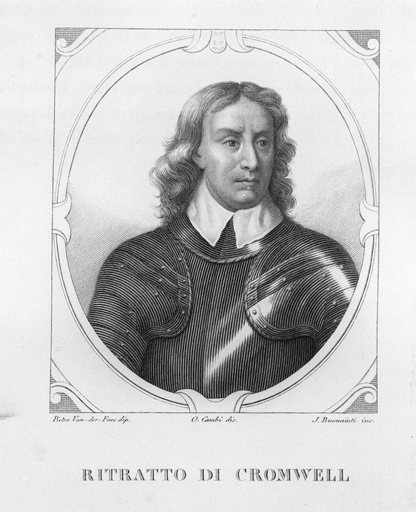 ritratto di Oliver Cromwell (stampa, elemento d'insieme) - ambito italiano (sec. XIX)