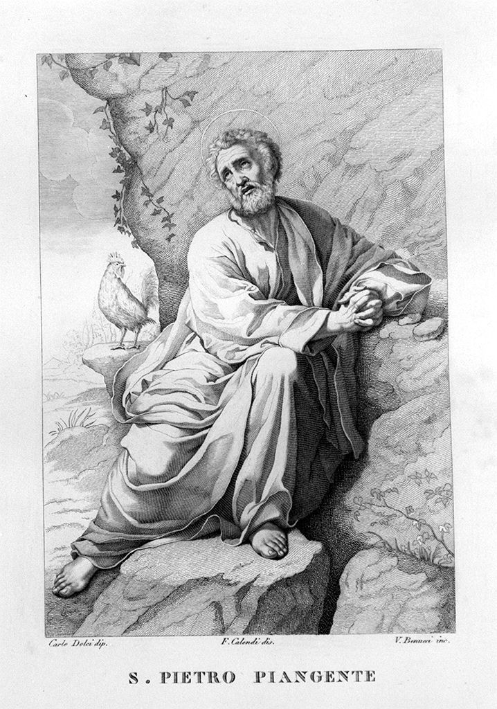 San Pietro in lacrime (stampa, elemento d'insieme) di Benucci Vincenzo (sec. XIX)