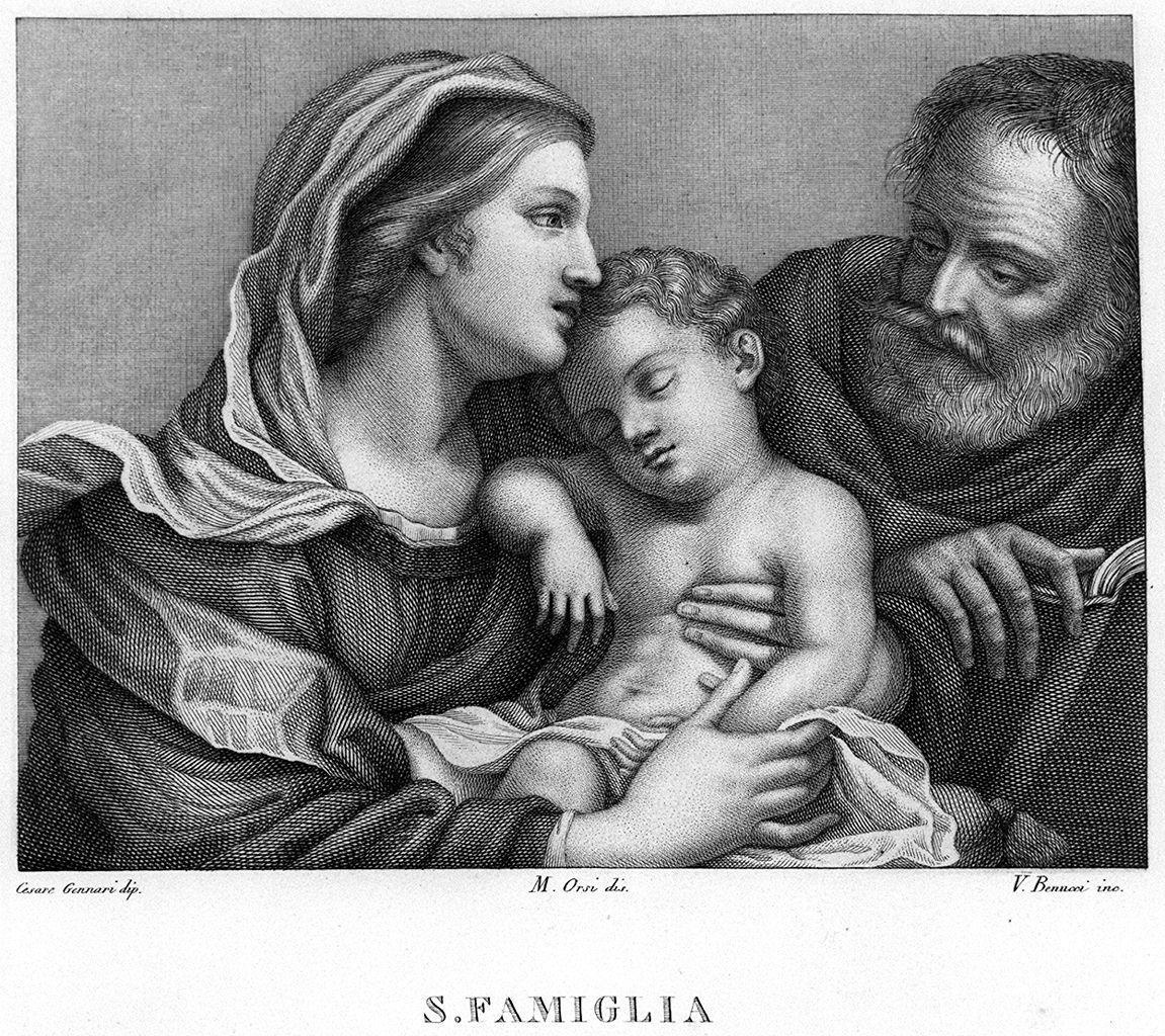 Sacra Famiglia (stampa, elemento d'insieme) di Benucci Vincenzo (sec. XIX)