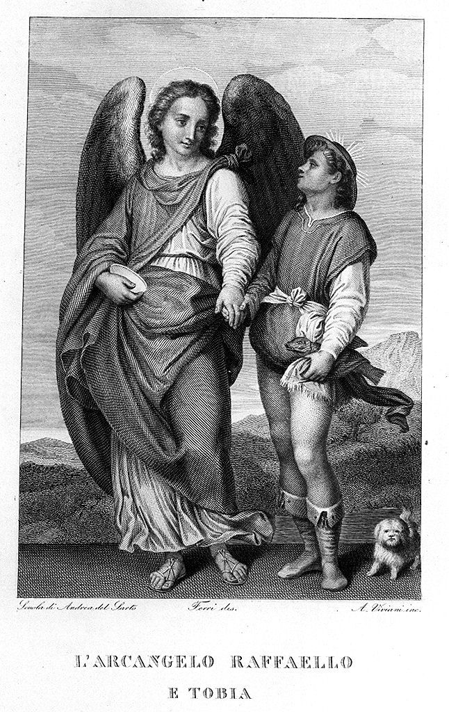 Tobia e San Raffaele Arcangelo (stampa, elemento d'insieme) di Viviani Antonio, Ferri Antonio (sec. XIX)