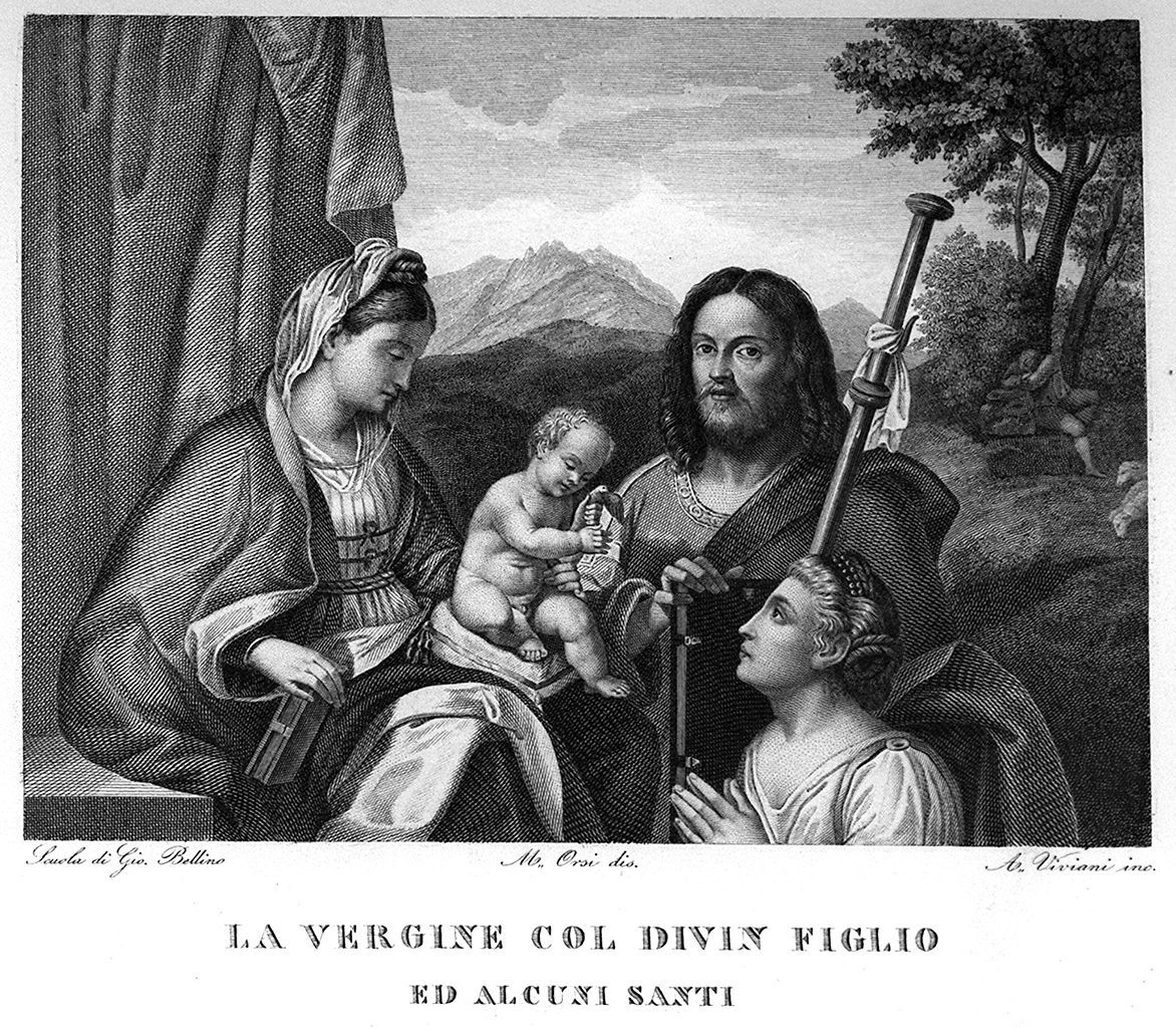 Madonna con Bambino e Santi (stampa, elemento d'insieme) di Viviani Antonio (sec. XIX)