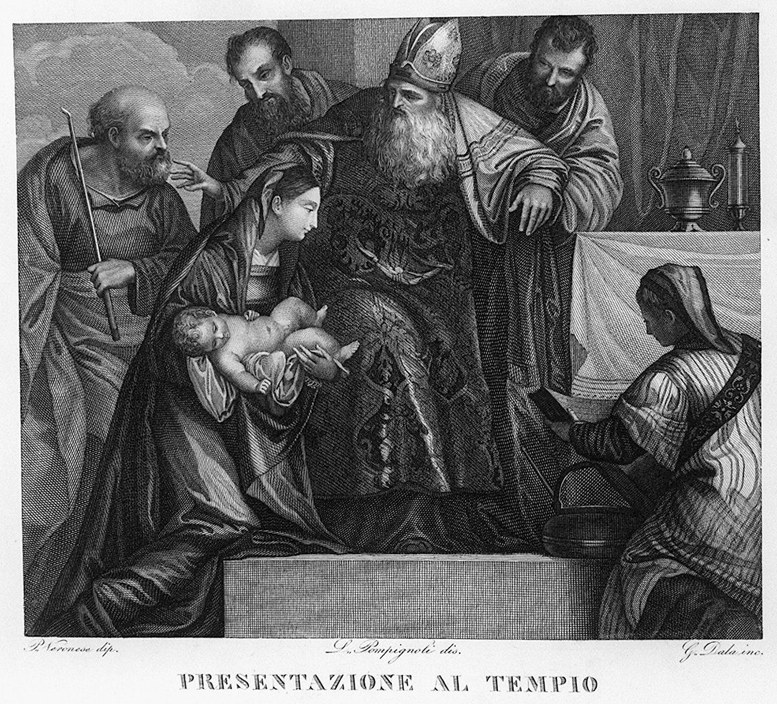 presentazione di Gesù al tempio (stampa, elemento d'insieme) di Pompignoli Luigi (sec. XIX)