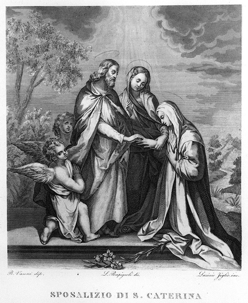 matrimonio mistico di santa Caterina da Siena (stampa, elemento d'insieme) di Lasinio Giovanni Paolo, Pompignoli Luigi (sec. XIX)