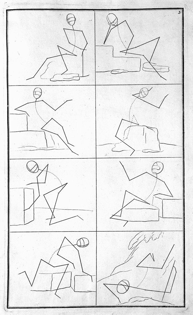 figure stilizzate in movimento (stampa, elemento d'insieme) di Preissler Johann Daniel (sec. XVIII)