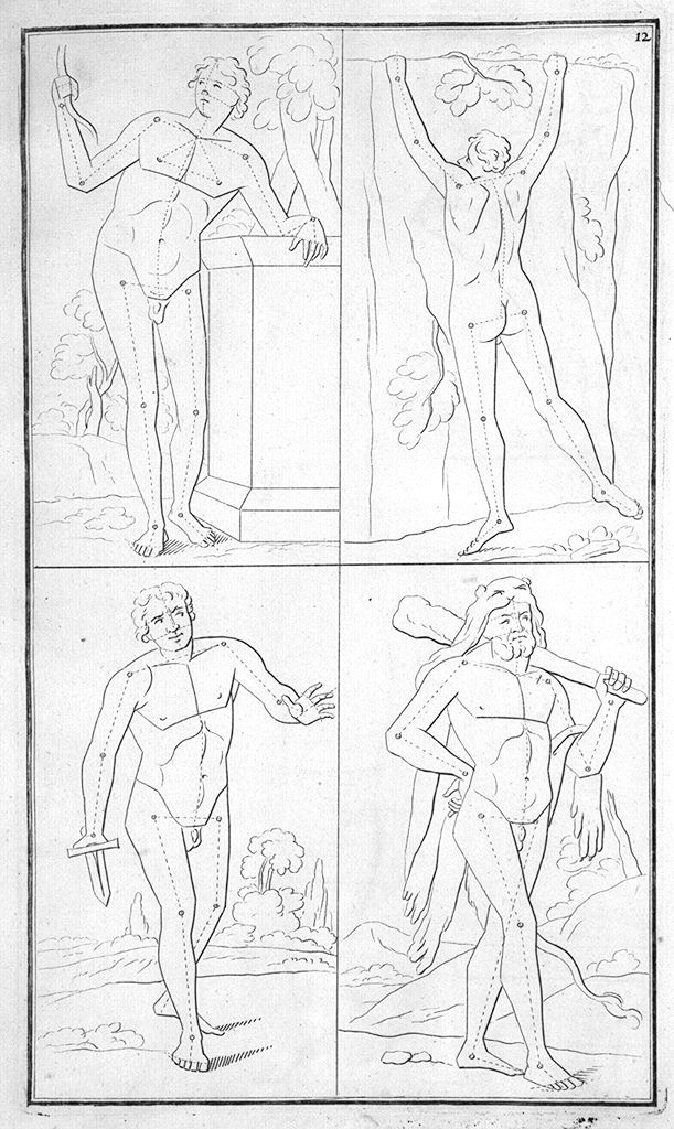 figure maschili nude (stampa, elemento d'insieme) di Preissler Johann Daniel (sec. XVIII)