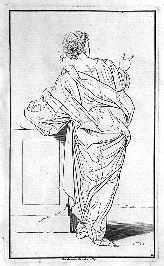 figura maschile di spalle (stampa, elemento d'insieme) di Preissler Johann Daniel (sec. XVIII)