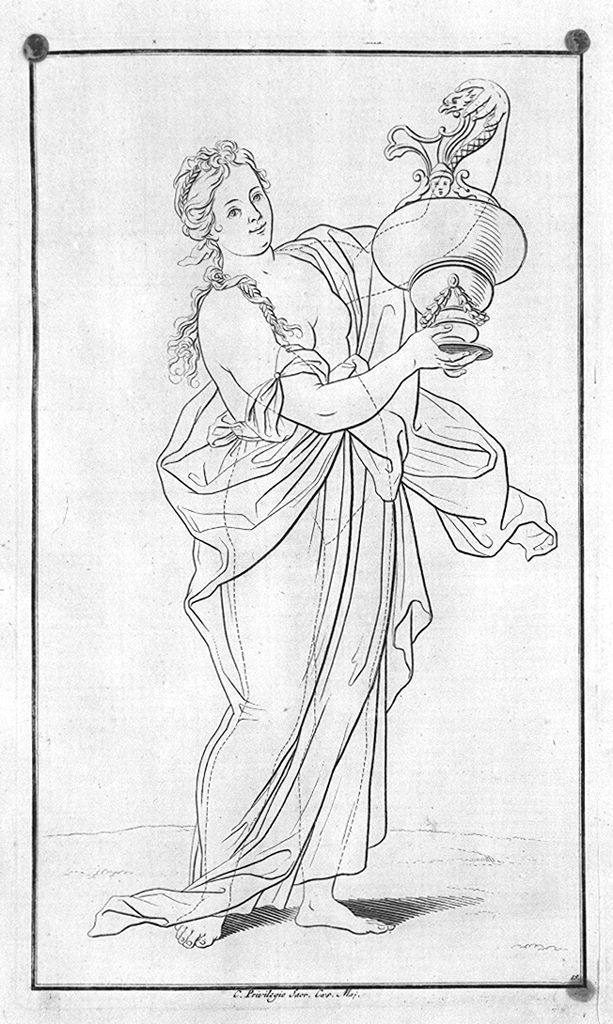 figura femminile con anfora (stampa, elemento d'insieme) di Preissler Johann Daniel (sec. XVIII)