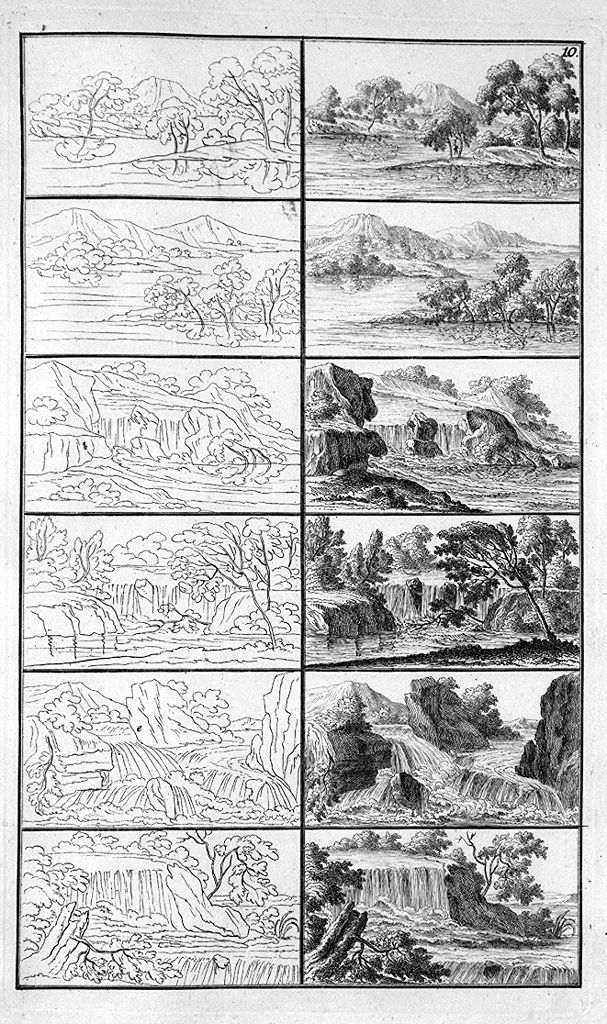 paesaggi fluviali (stampa, elemento d'insieme) di Preissler Johann Daniel (sec. XVIII, sec. XVIII)