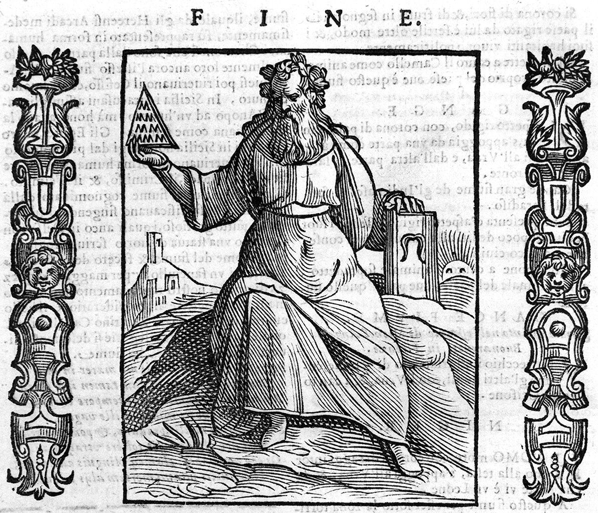 Dio Padre con il triangolo della Trinità e un libro con la lettera omega (stampa, elemento d'insieme) - ambito veneto (sec. XVII)