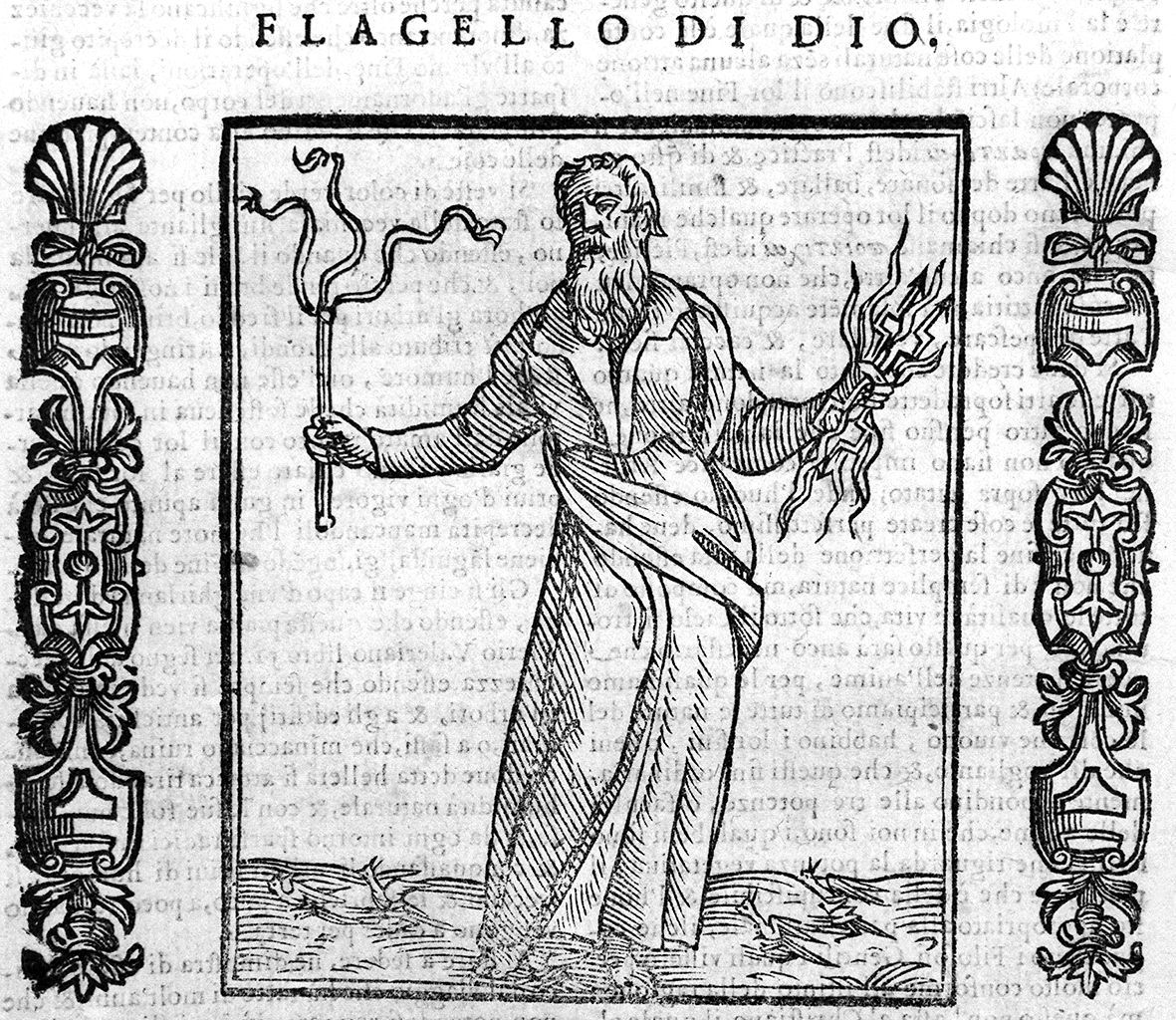 flagello di Dio (stampa, elemento d'insieme) - ambito veneto (sec. XVII, sec. XVII, sec. XVII)