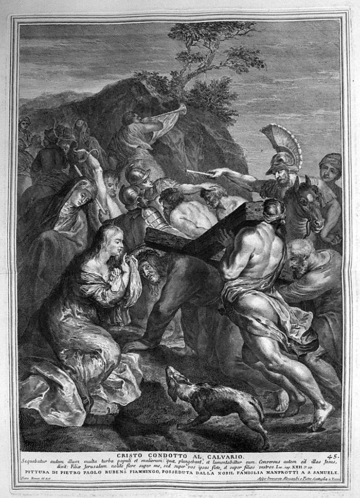salita di Cristo al monte Calvario (stampa, elemento d'insieme) di Monaco Pietro (sec. XVIII, sec. XVIII, sec. XVIII)