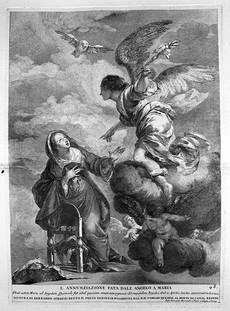 Annunciazione (stampa, elemento d'insieme) di Monaco Pietro (sec. XVIII, sec. XVIII, sec. XVIII)