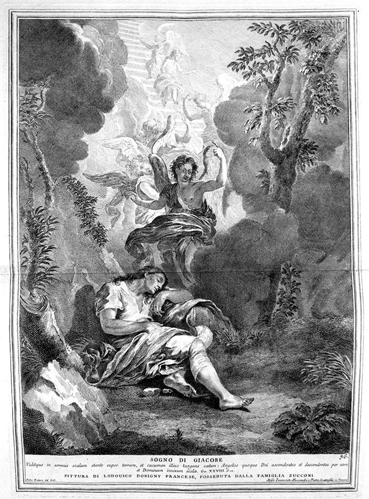 sogno di Giacobbe (stampa, elemento d'insieme) di Monaco Pietro (sec. XVIII, sec. XVIII, sec. XVIII)
