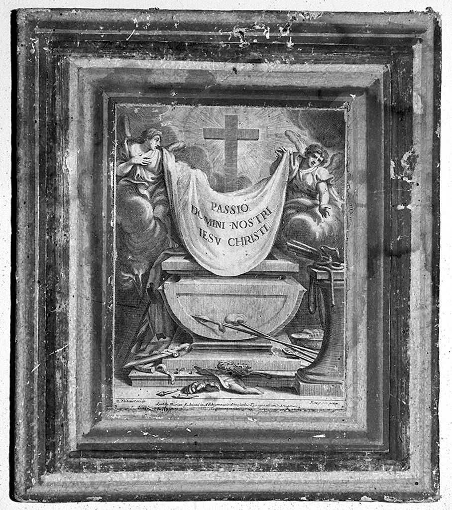 Cristo nel sepolcro (stampa smarginata) di Thiboust Benoit (prima metà sec. XVIII)