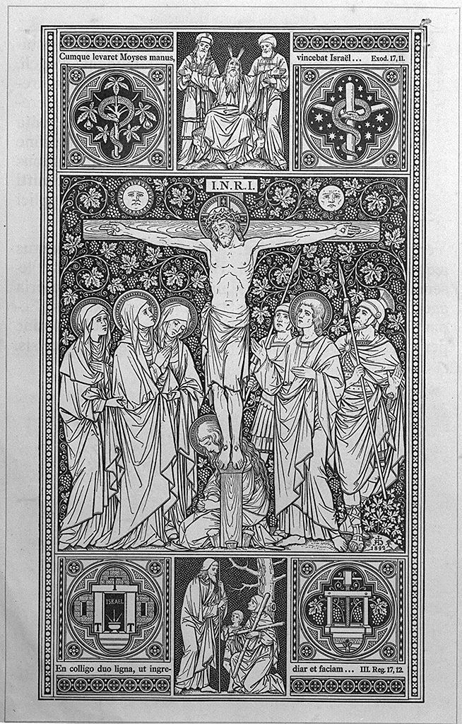 Cristo crocifisso con la Madonna (stampa, elemento d'insieme) - ambito italiano (sec. XIX)