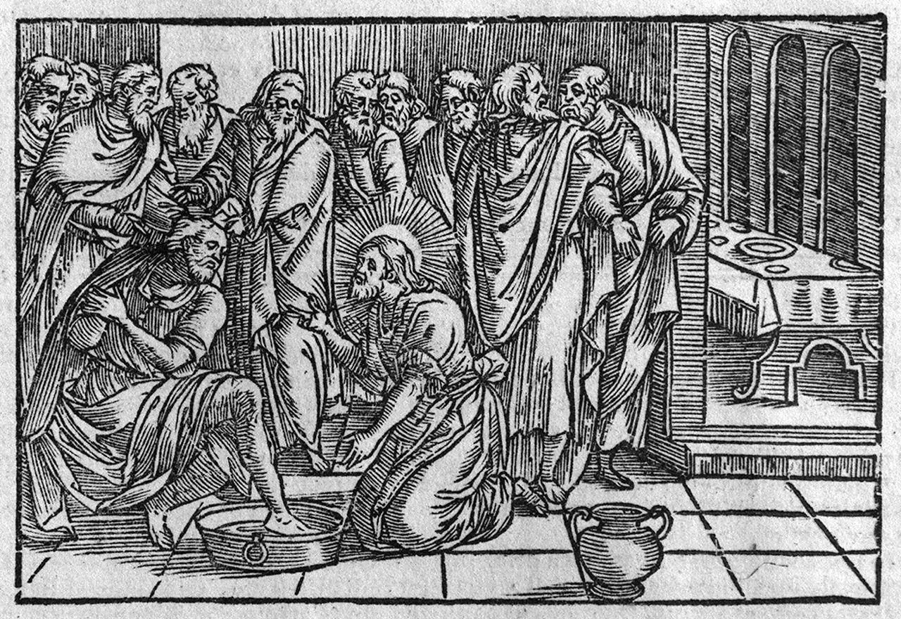 Cristo lava i piedi di San Pietro (stampa) - ambito veneto (ultimo quarto sec. XVI)