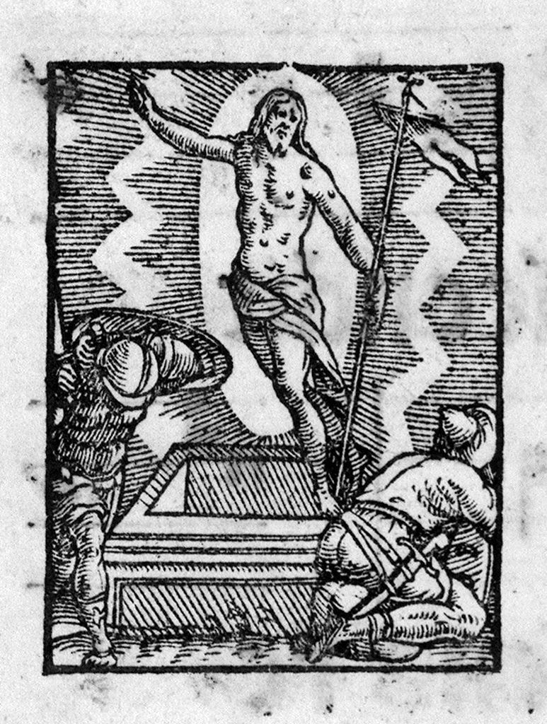 resurrezione di Cristo (stampa, elemento d'insieme) - ambito italiano (sec. XVI)