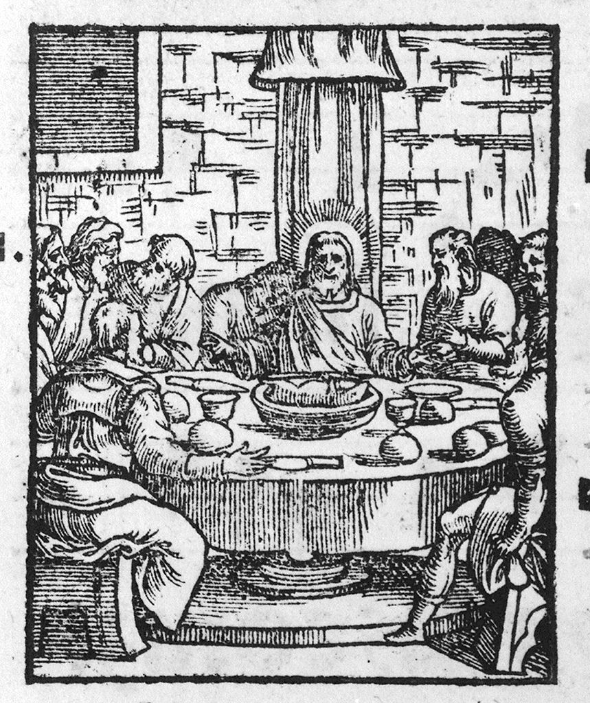 ultima cena (stampa, elemento d'insieme) - ambito italiano (sec. XVI)