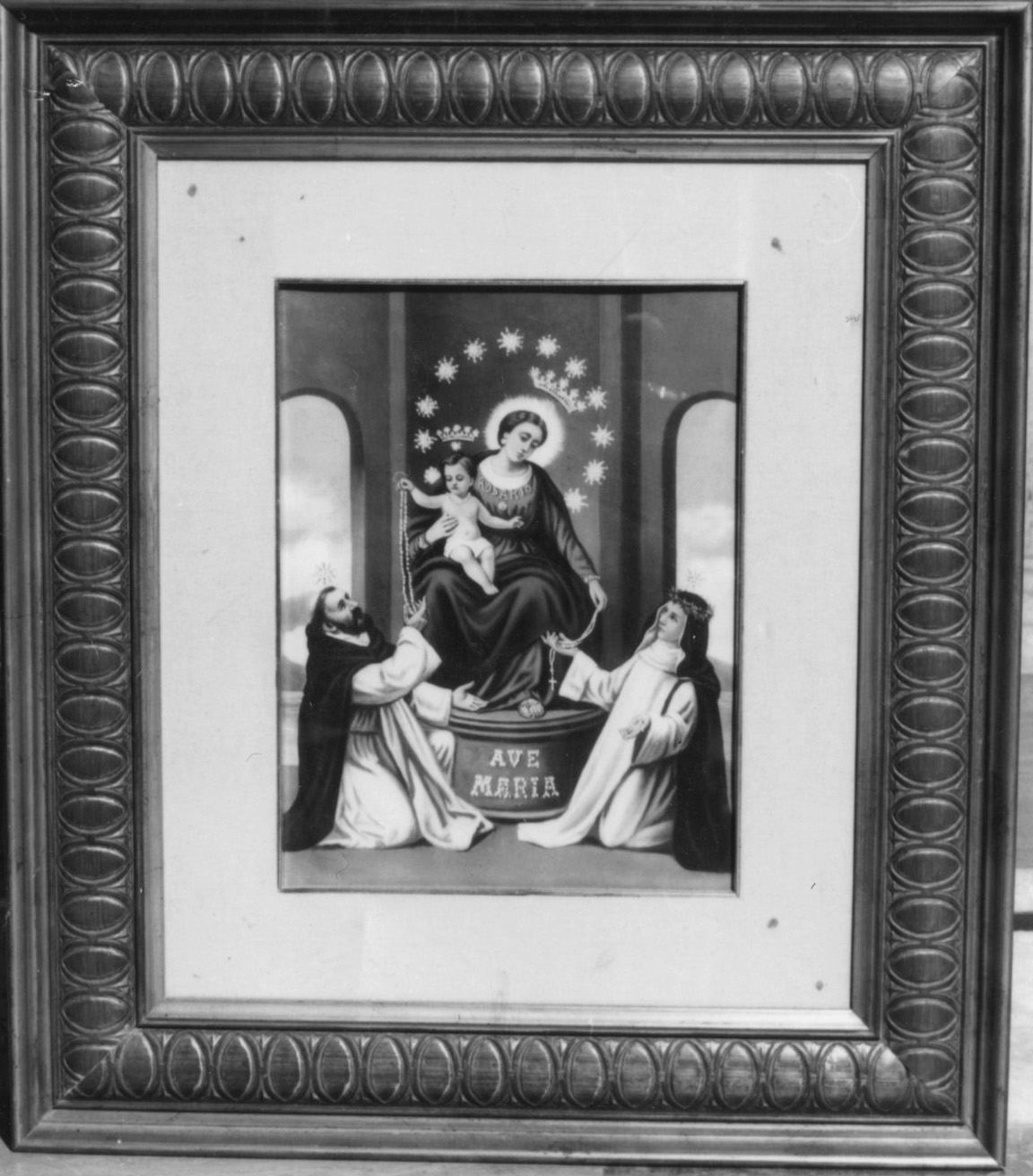 Madonna del Rosario con San Domenico e Santa Caterina da Siena (stampa) - ambito italiano (secc. XIX/ XX)