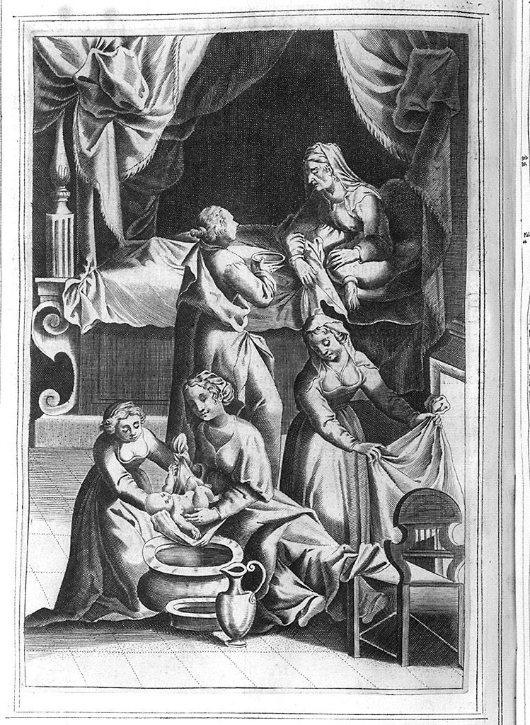 nascita di Maria Vergine (stampa, elemento d'insieme) - ambito tedesco (sec. XVII)