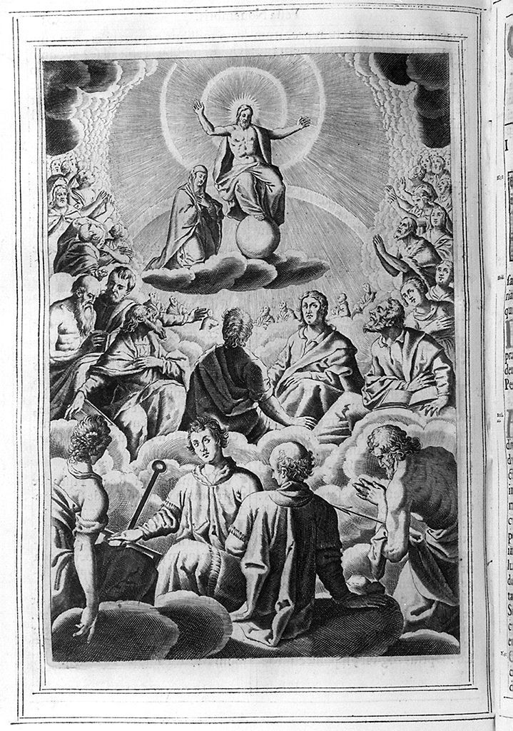 Cristo e la Madonna con tutti i santi (stampa) di Kilian Wolfgang (sec. XVII)