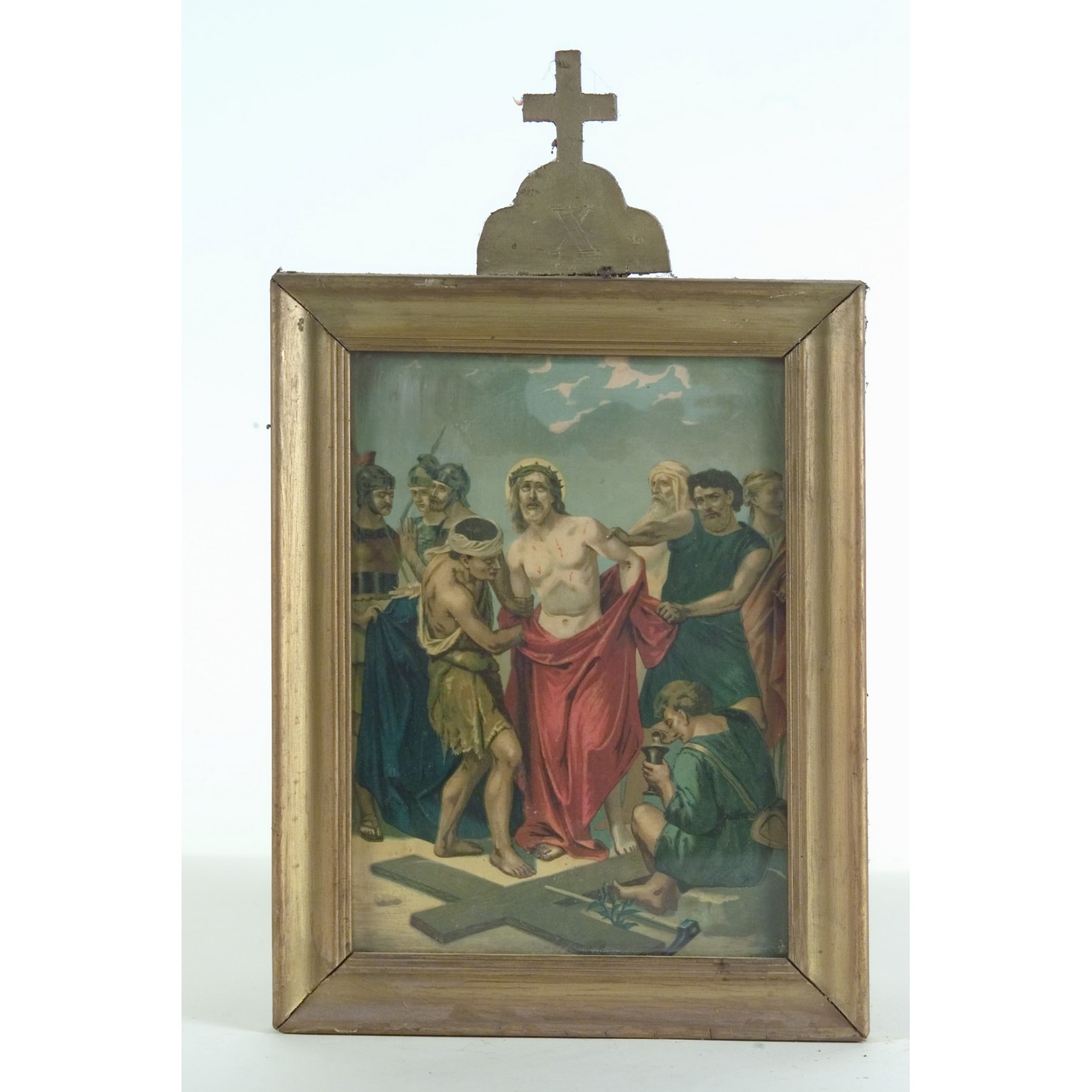 stazione X: Gesù spogliato e abbeverato di fiele (stampa a colori, serie) - bottega toscana (prima metà sec. XX)