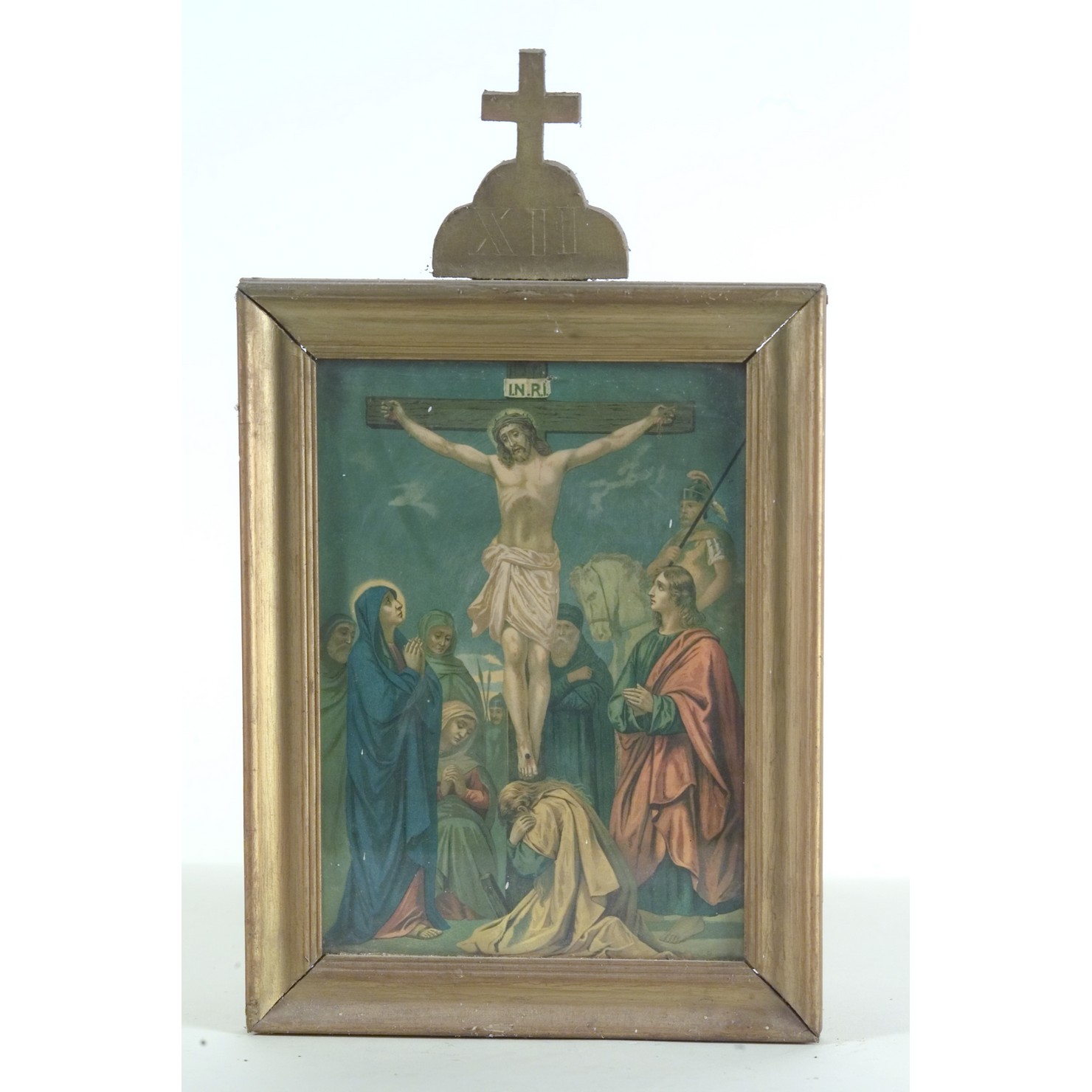 stazione XII: Gesù innalzato e morto in croce (stampa a colori, serie) - bottega toscana (prima metà sec. XX)
