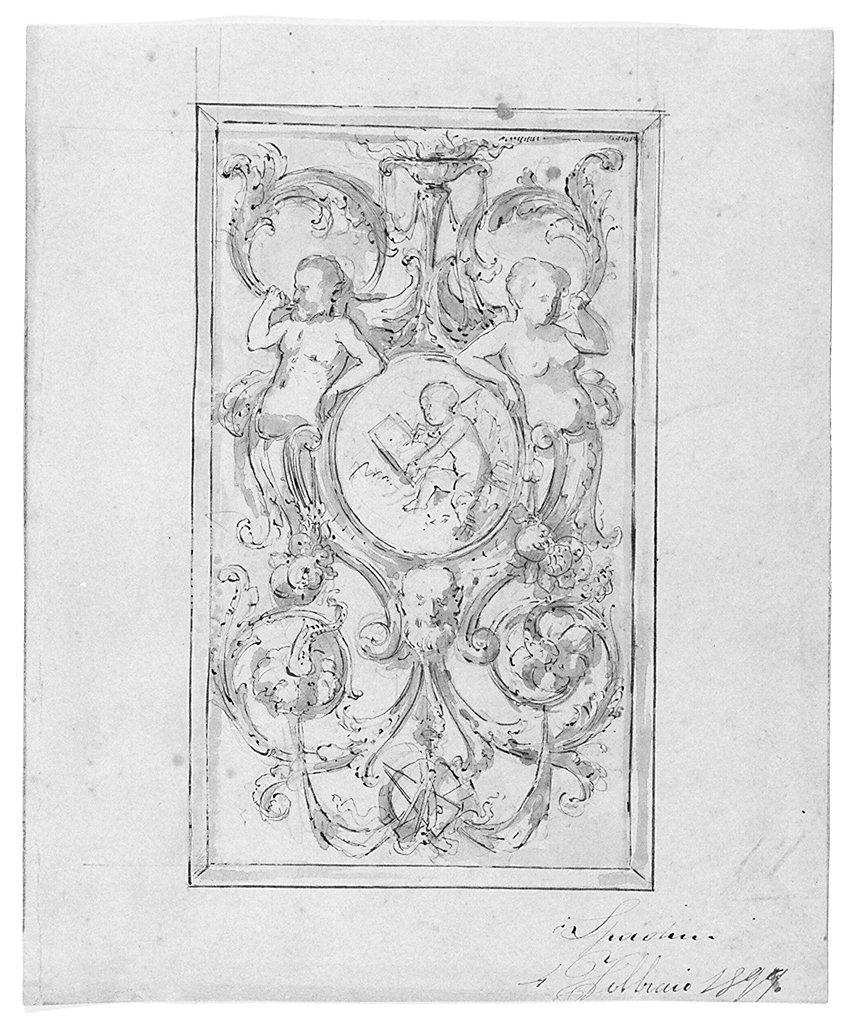 motivi decorativi a grottesche (disegno) di Spadini Armando (sec. XIX)