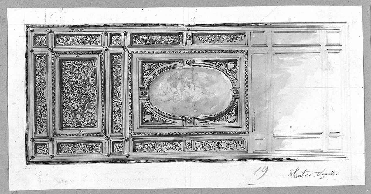 soffitto, motivi decorativi geometrici (disegno) di Santini Augusto (sec. XX)