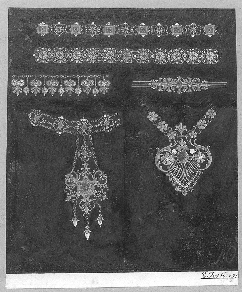gioielli (disegno) di Fossi Enrico (sec. XX)