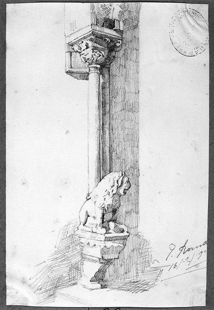 leone stiloforo (disegno) di Romani Giorgio (sec. XX)