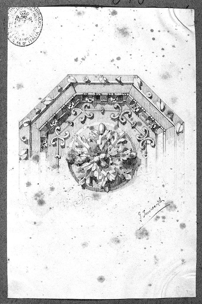 motivo decorativo floreale (disegno) di Innocenti Giulio (sec. XX)