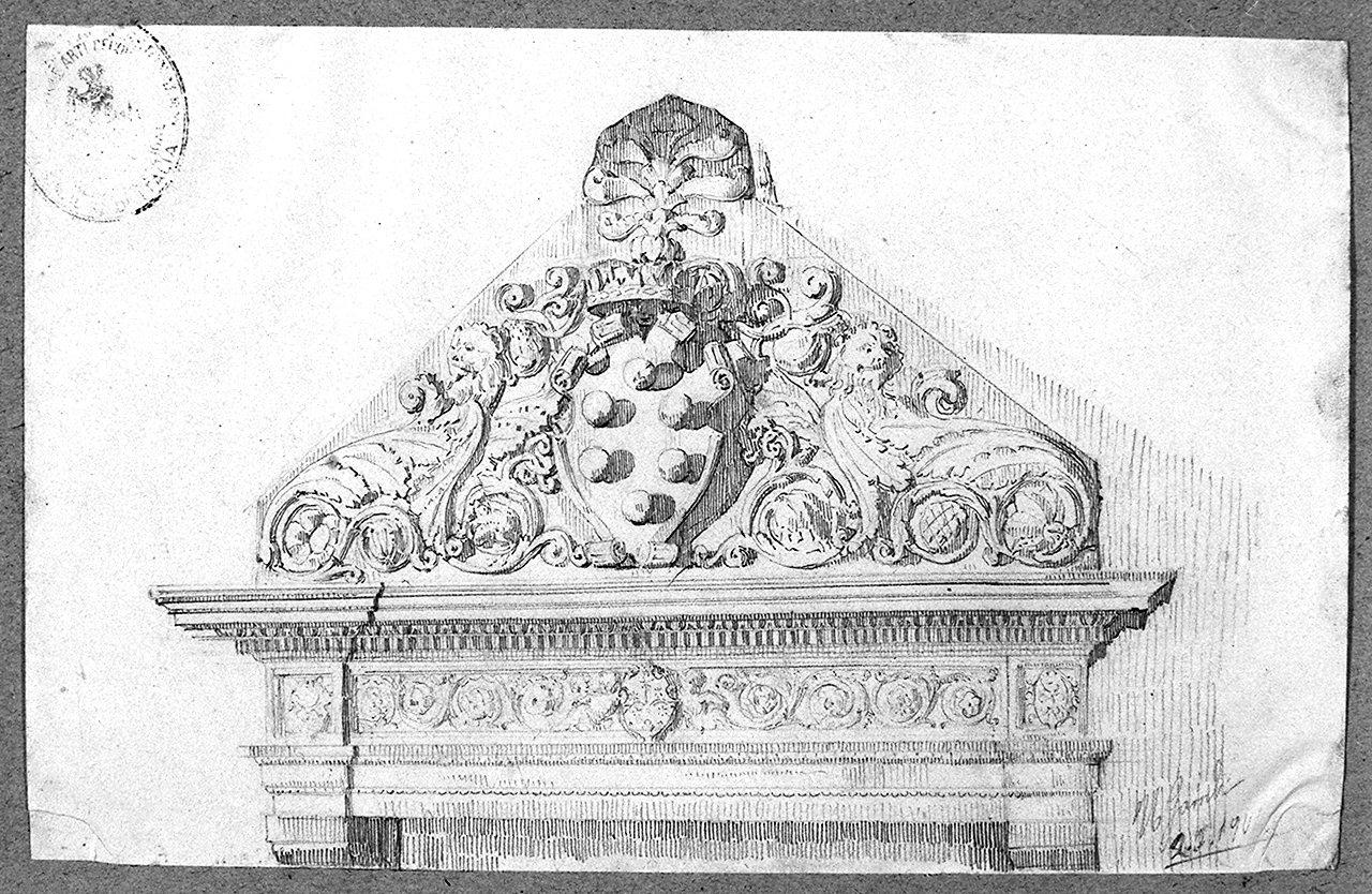 architrave con stemma della famiglia Medici (disegno) di Gambi U (sec. XX)