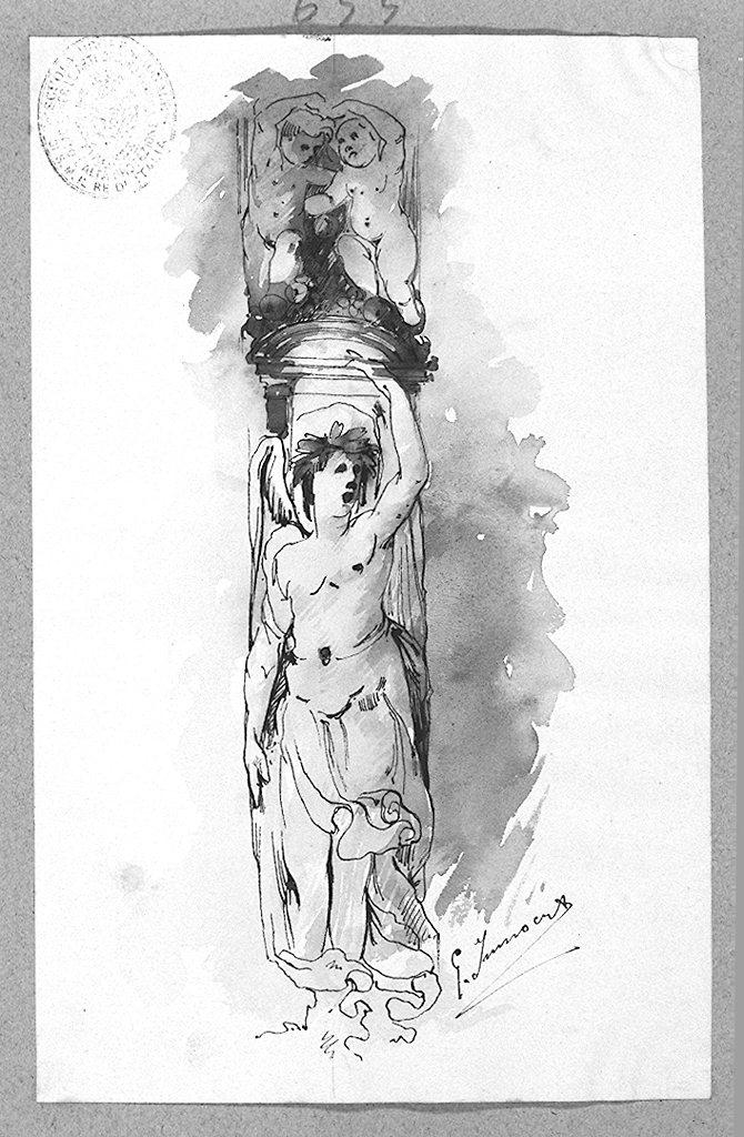 cariatidi (disegno) di Innocenti Giulio (sec. XX)
