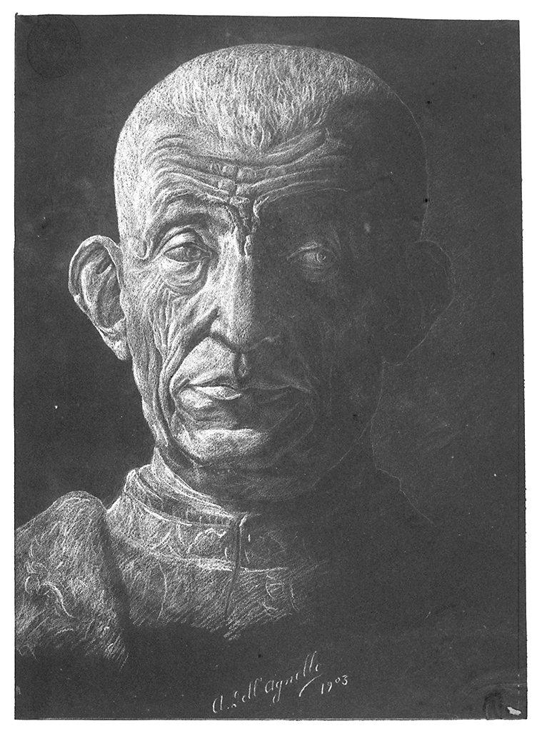 testa d'uomo (disegno) di Dell'Agnello Artidoro (sec. XX)