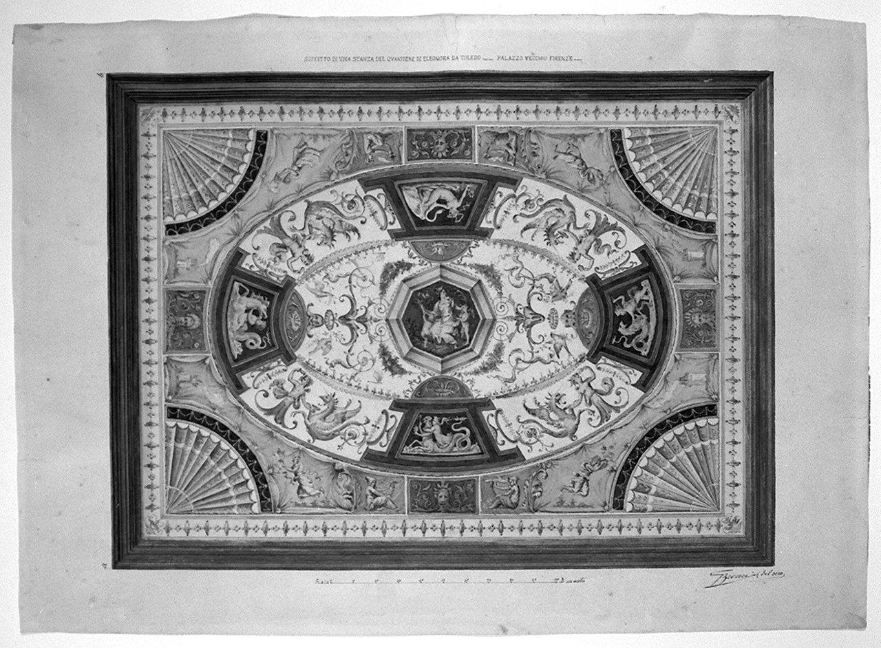 motivi decorativi a medaglioni (disegno) di Brenci Gusmano (sec. XIX)