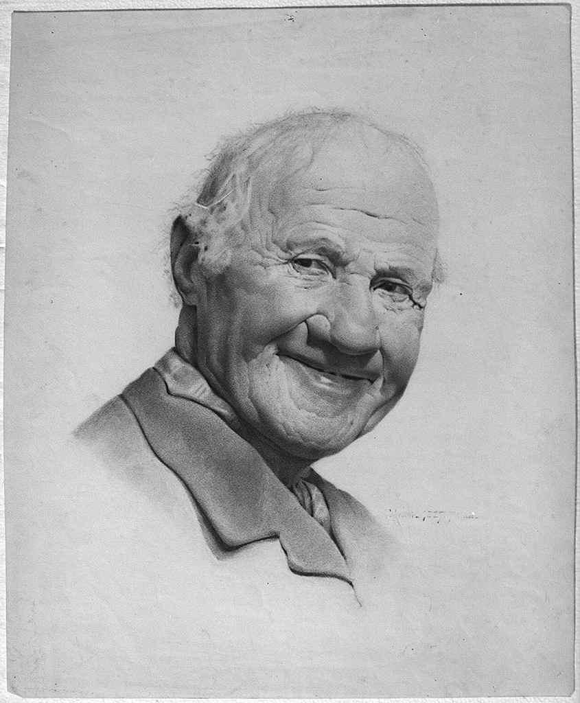 figura maschile di anziano (disegno) - ambito toscano (sec. XIX)