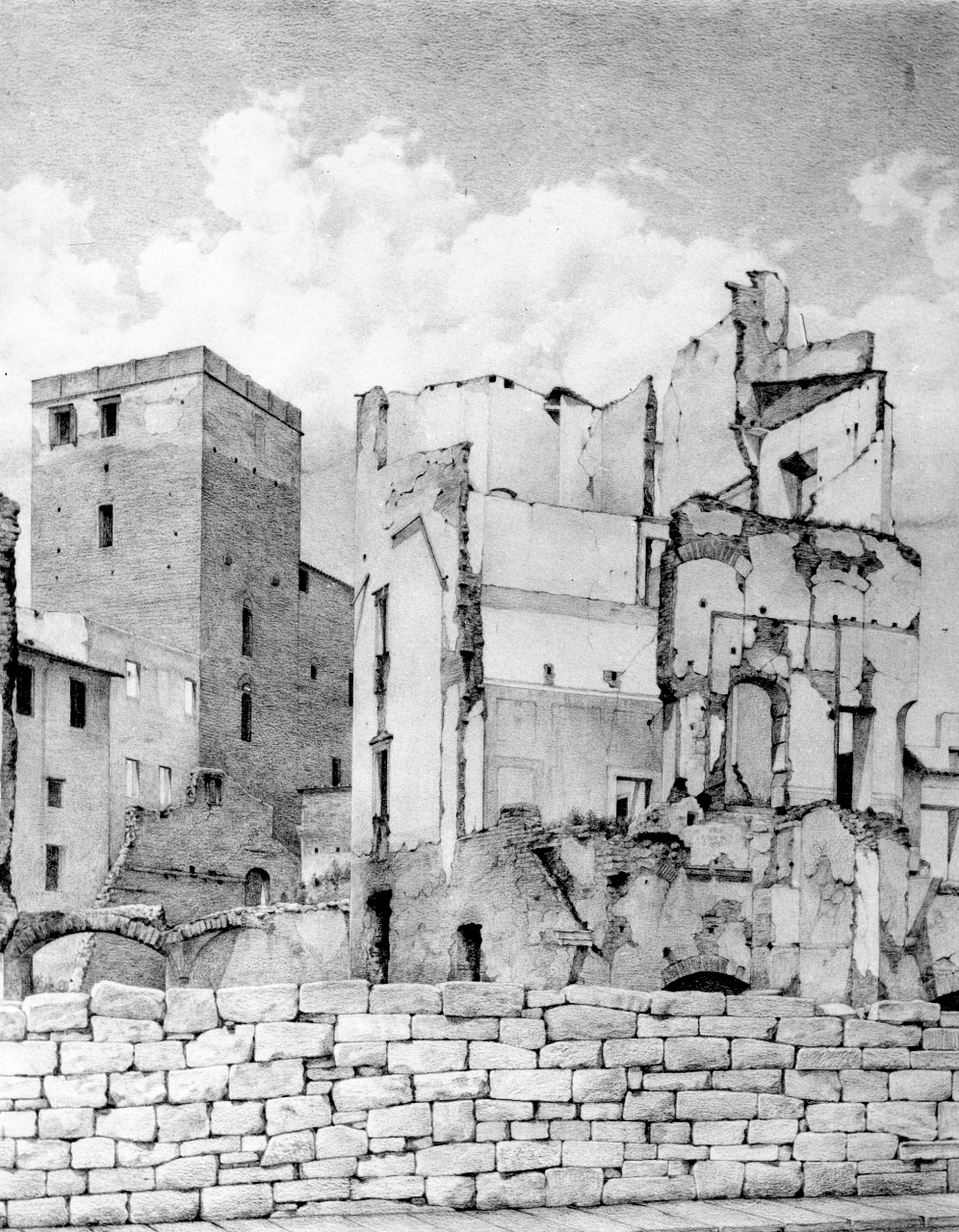 veduta di via de' Bardi a Firenze (disegno) di Zumkeller Luigi (sec. XX)