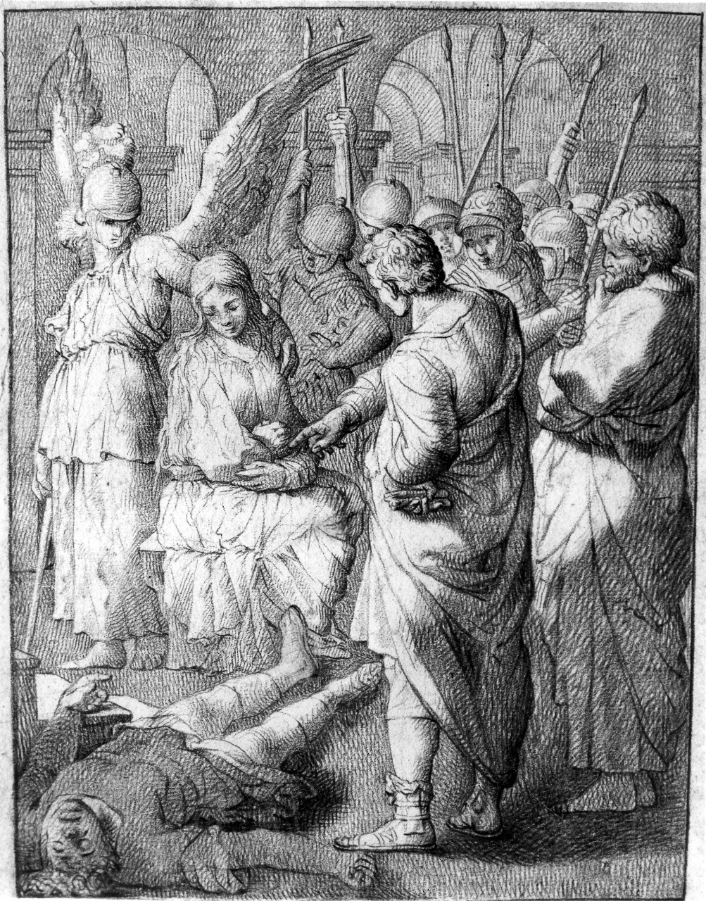 Sant'Agnese accusata di omicidio (disegno, pendant) - ambito toscano (sec. XVIII)