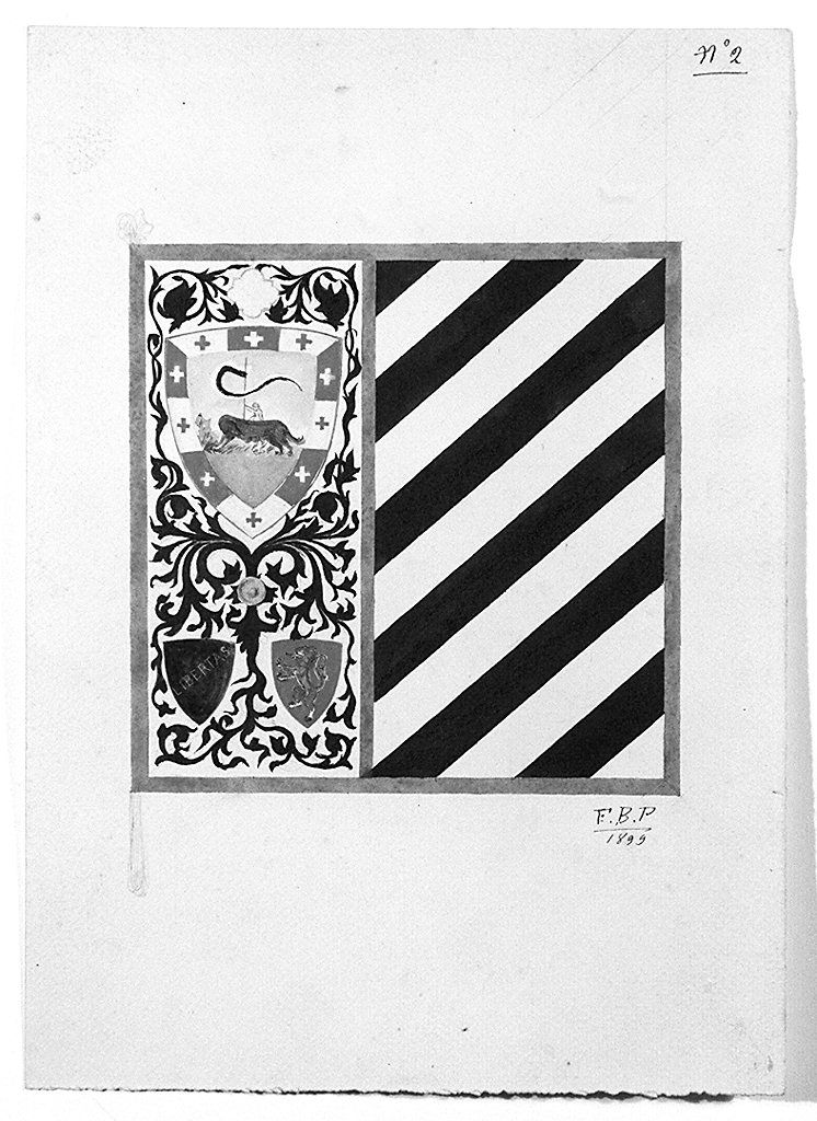 bandiera della contrada della Lupa (disegno) di Bargagli Petrucci Fabio (sec. XIX)