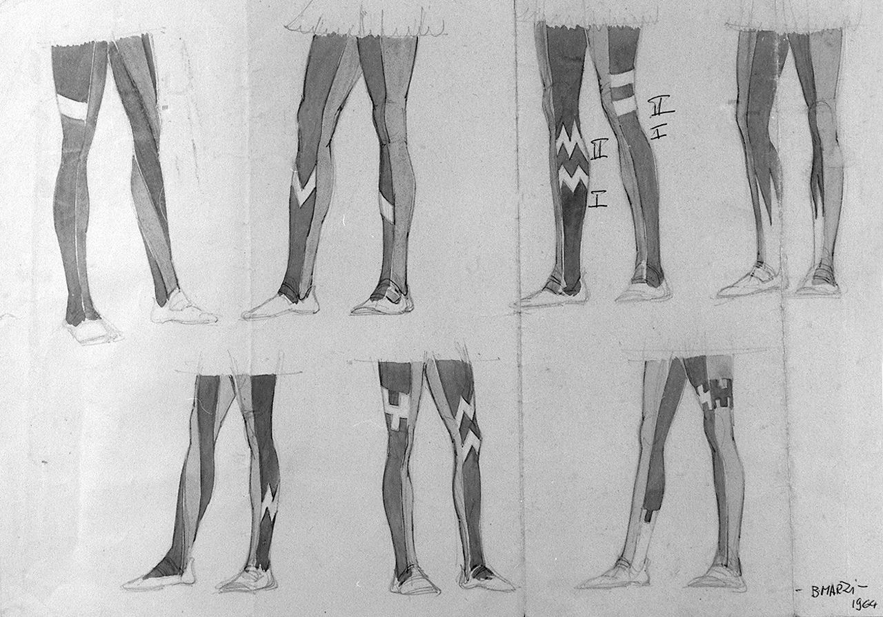 calzamaglie della contrada di Valdimontone (disegno, elemento d'insieme) di Marzi Bruno (sec. XX)