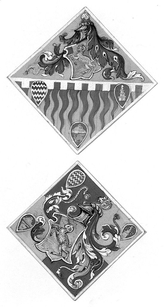 bandiere della contrada di Valdimontone (disegno, serie) di Marzi Bruno (sec. XX)